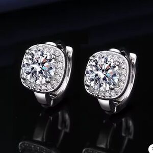 New GRA Certified 1 Carat Moissanite Diamond Earrings .925/ 18k Gold Overlay